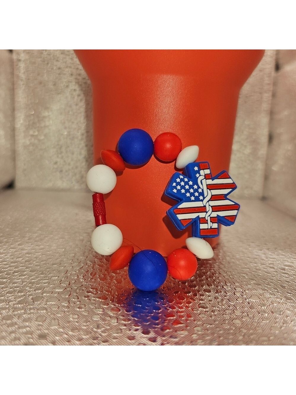 Silicone Tumbler Charms EMT Red, White & Blue